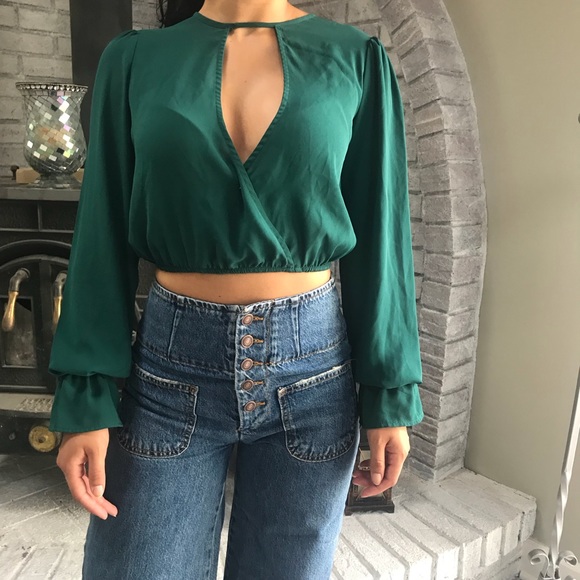 Forever 21 Emerald Blouse - Picture 1 of 4